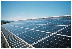 屋根に設置された太陽光パネル